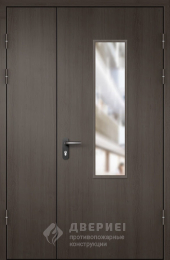 Противопожарная остекленная полуторная двери МДФ - фото